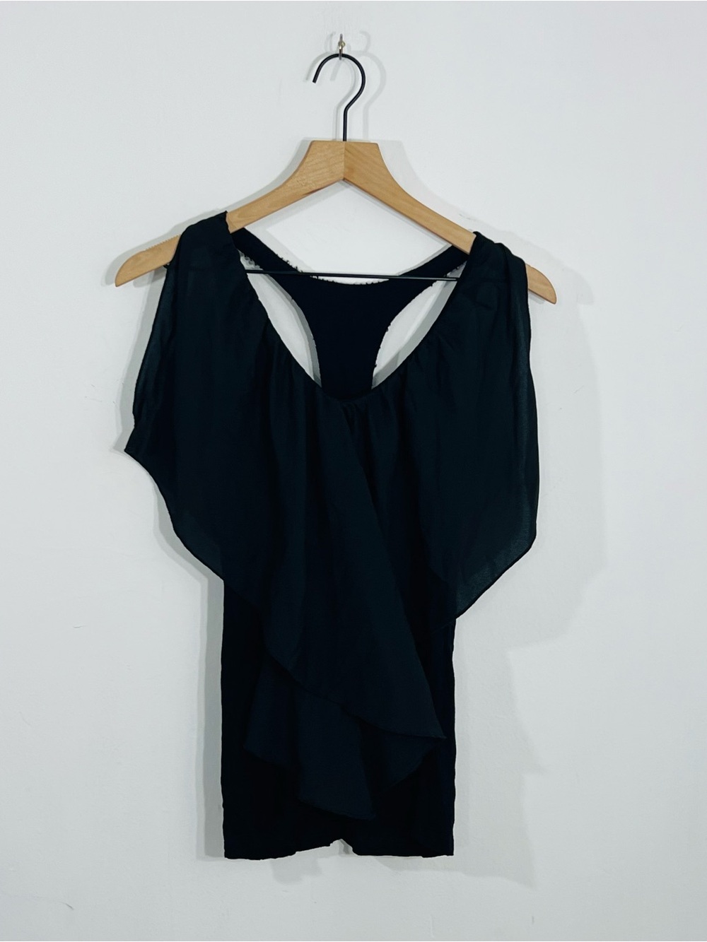 Venus Black Sleeveless Draped Neckline Bedazzled Racerback Straps Summer Party